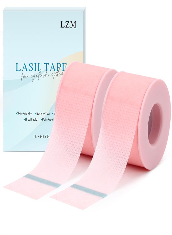 LZM Lash Tape for Eyelash Extensions,Eyelash Tape Silicone Gel Eyelash Extension Tape for Sensitive Skin Pain-Free Removal Breathable Lash Extensions Tape (1in x 4yd, 2Rolls,Pink) - Image 1